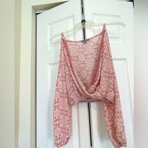 Paisley Pink and White Low Cut Crop Top